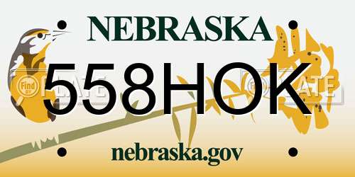 558HOK Nebraska License Plate