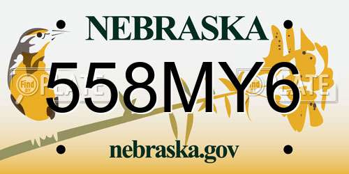 558MY6 Nebraska License Plate