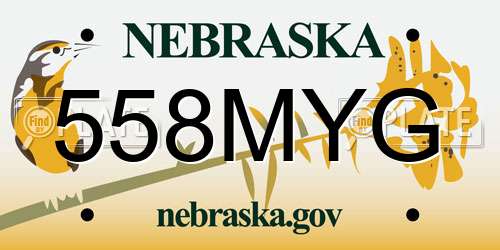 558MYG Nebraska License Plate