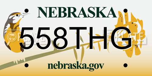 558THG Nebraska License Plate