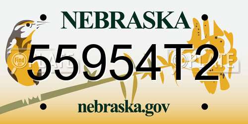 55954T2 Nebraska License Plate