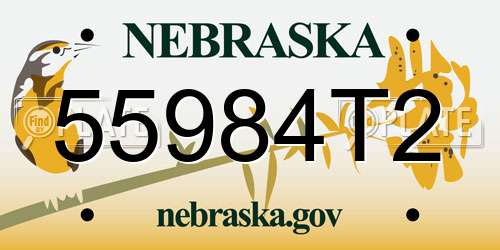 55984T2 Nebraska License Plate