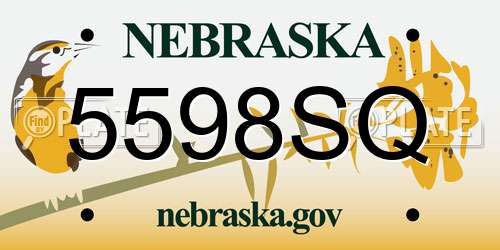 5598SQ Nebraska License Plate