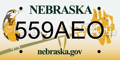 559AEO Nebraska License Plate