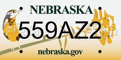 559AZ2 Nebraska License Plate