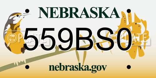 559BS0 Nebraska License Plate