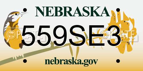 559SE3 Nebraska License Plate