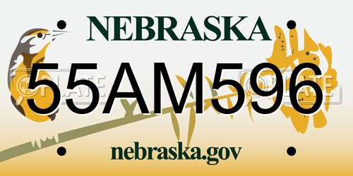 55AM596 Nebraska License Plate