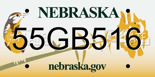 55GB516 Nebraska License Plate