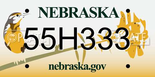 55H333 Nebraska License Plate