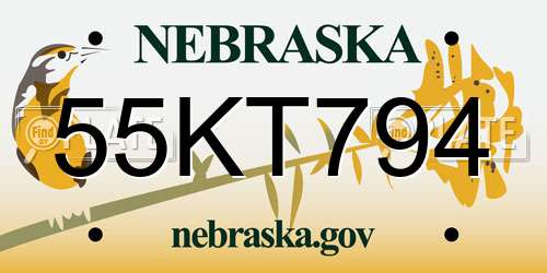 55KT794 Nebraska License Plate