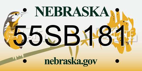 55SB181 Nebraska License Plate