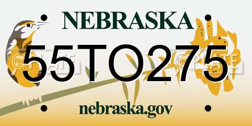 55TO275 Nebraska License Plate
