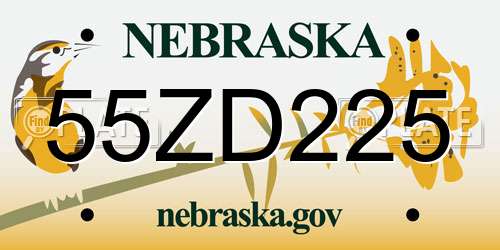 55ZD225 Nebraska License Plate