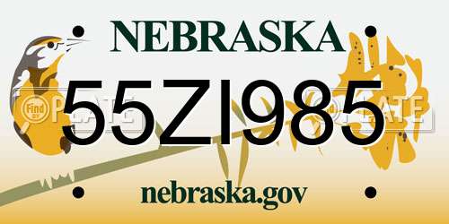 55ZI985 Nebraska License Plate