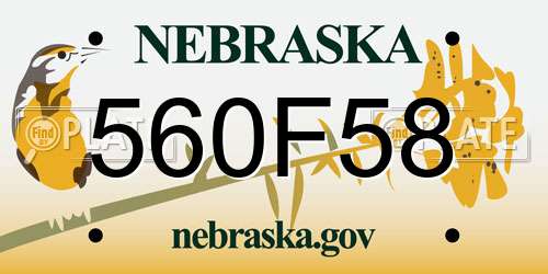 560F58 Nebraska License Plate