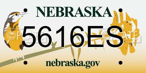 5616ES Nebraska License Plate