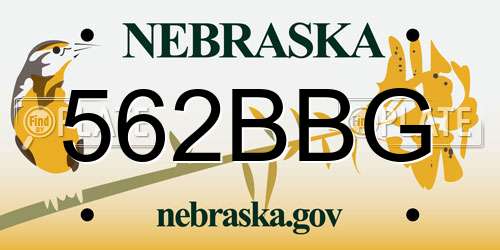 562BBG Nebraska License Plate