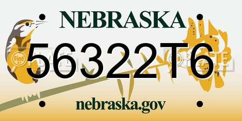 56322T6 Nebraska License Plate