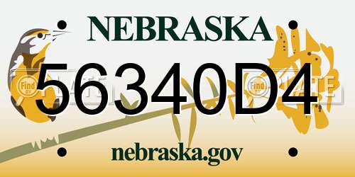 56340D4 Nebraska License Plate