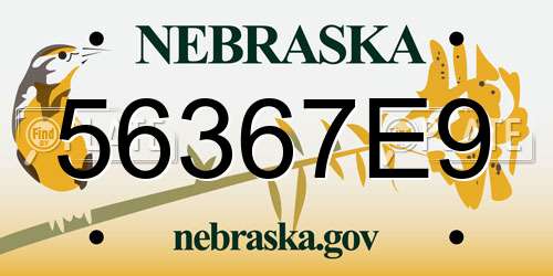 56367E9 Nebraska License Plate