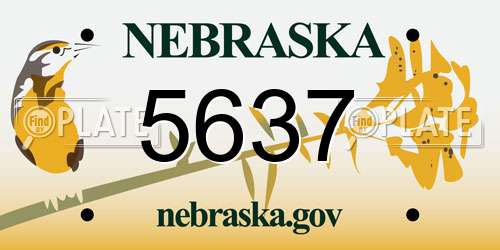 5637 Nebraska License Plate