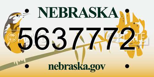 5637772 Nebraska License Plate