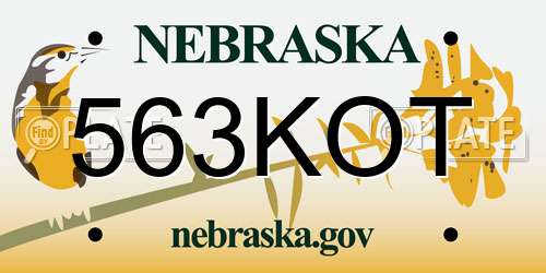 563KOT Nebraska License Plate