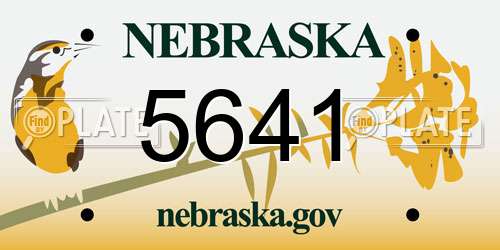 5641 Nebraska License Plate