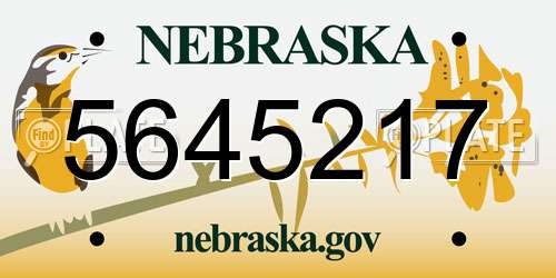 5645217 Nebraska License Plate