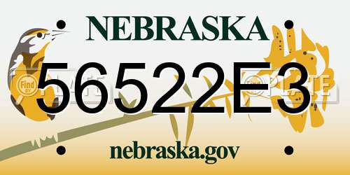 56522E3 Nebraska License Plate