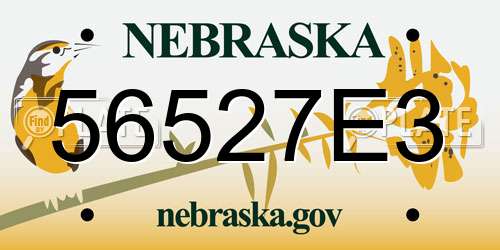 56527E3 Nebraska License Plate