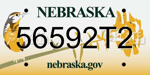 56592T2 Nebraska License Plate
