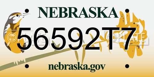 56592T7 Nebraska License Plate