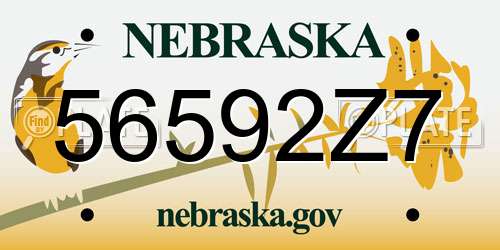 56592Z7 Nebraska License Plate