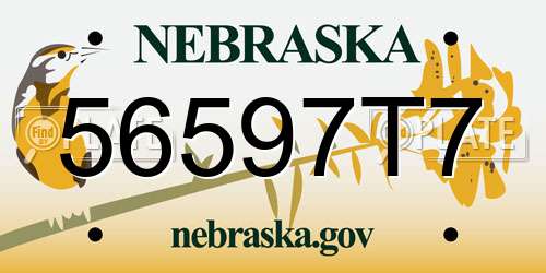 56597T7 Nebraska License Plate