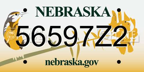 56597Z2 Nebraska License Plate