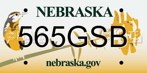 565GSB Nebraska License Plate