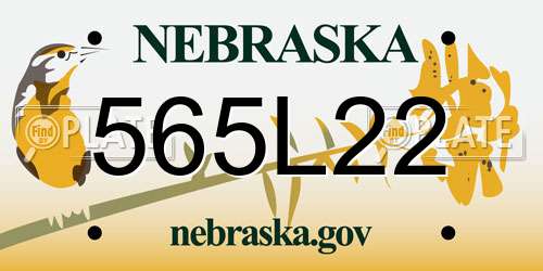565L22 Nebraska License Plate