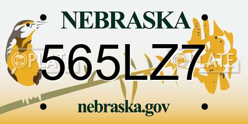 565LZ7 Nebraska License Plate