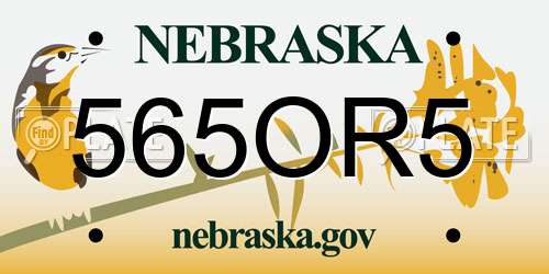 565OR5 Nebraska License Plate