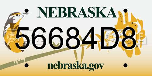 56684D8 Nebraska License Plate