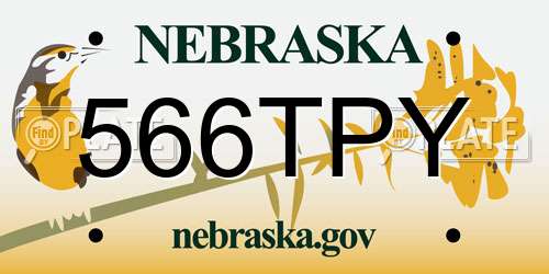 566TPY Nebraska License Plate