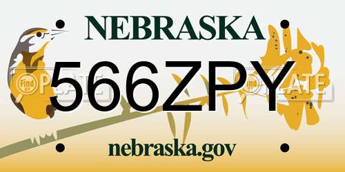 566ZPY Nebraska License Plate