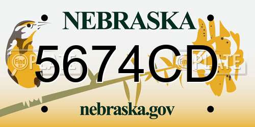 5674CD Nebraska License Plate