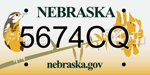 5674CQ Nebraska License Plate