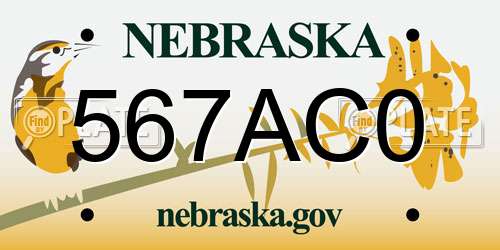 567AC0 Nebraska License Plate
