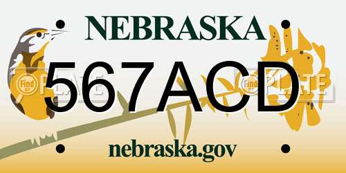 567ACD Nebraska License Plate