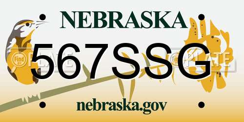 567SSG Nebraska License Plate