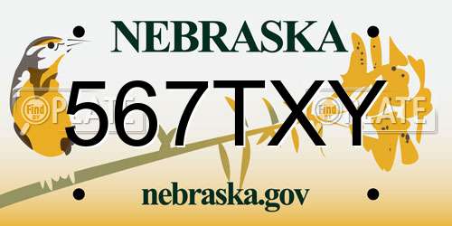 567TXY Nebraska License Plate